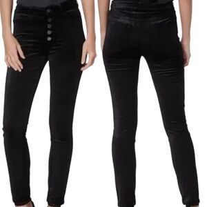 PAIGE Hoxton Ankle Peg Black Velvet Button Fly Skinny Jeans Size 28